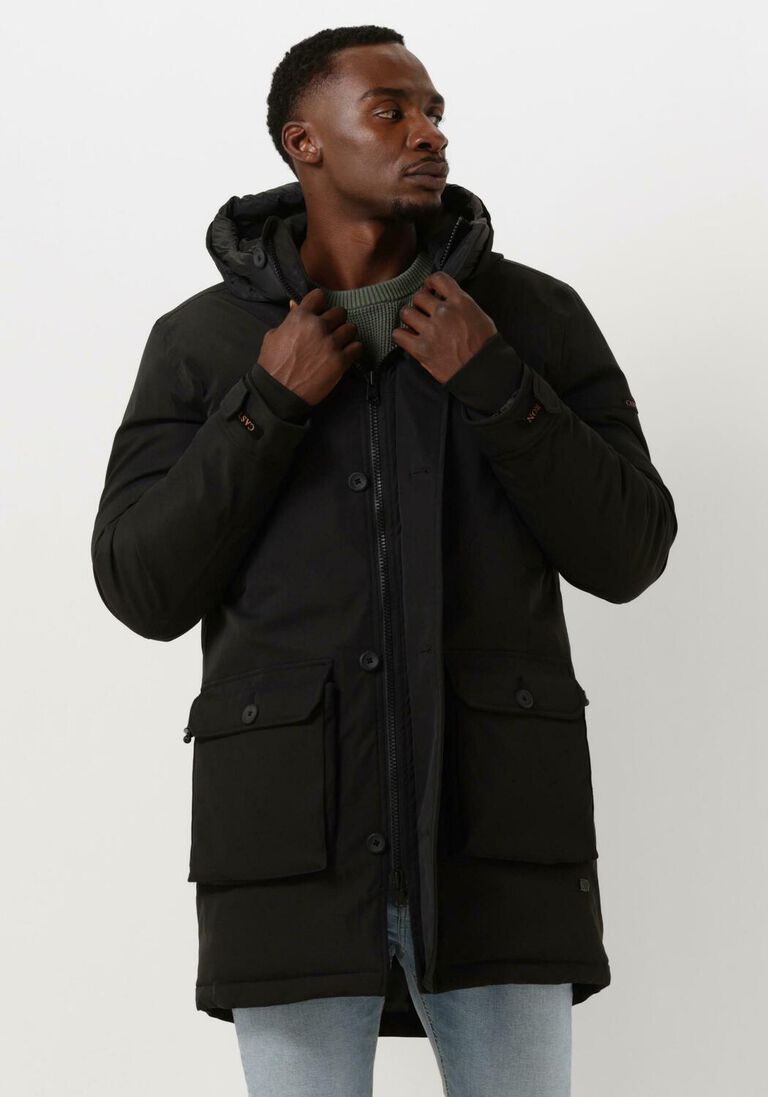 CAST IRON zwarte cast iron  parka jacket high twill ramture