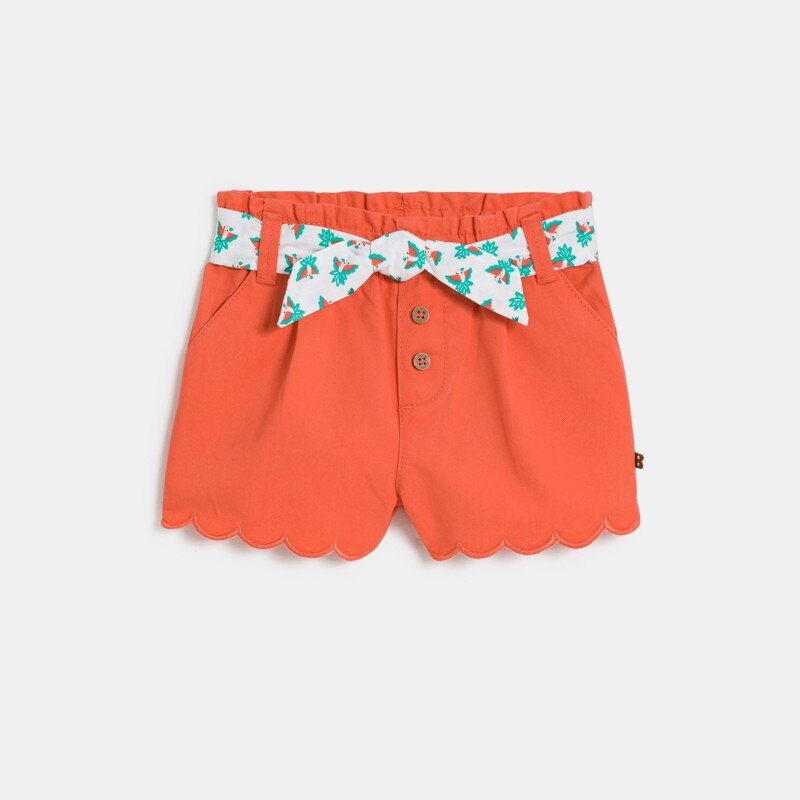 Short festonné à ceinture imprimée orange bébé fille Orange