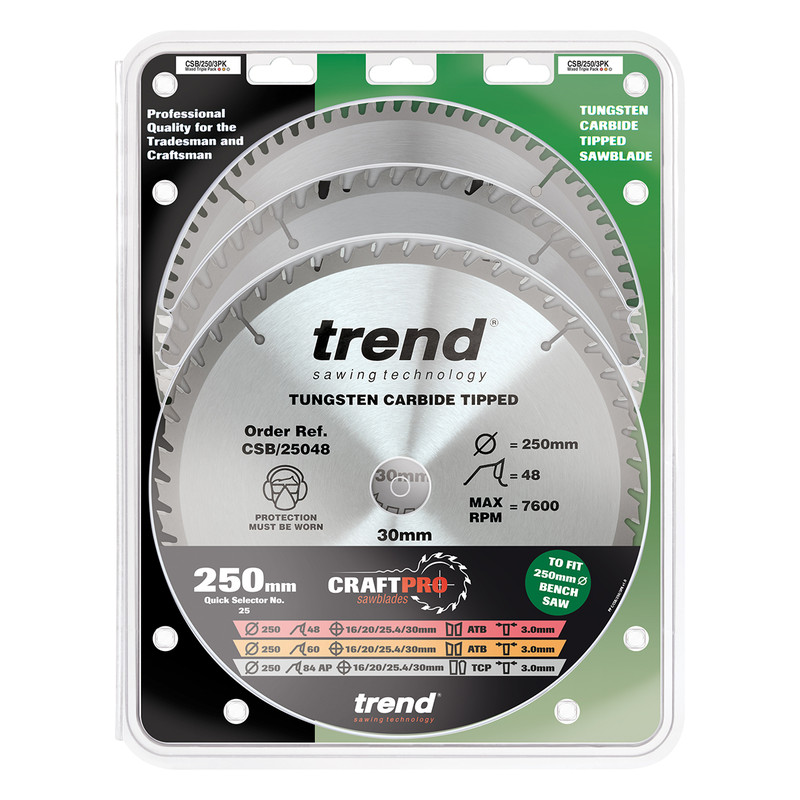 Trend cirkelzaagbladen set 250x30x3,0mm