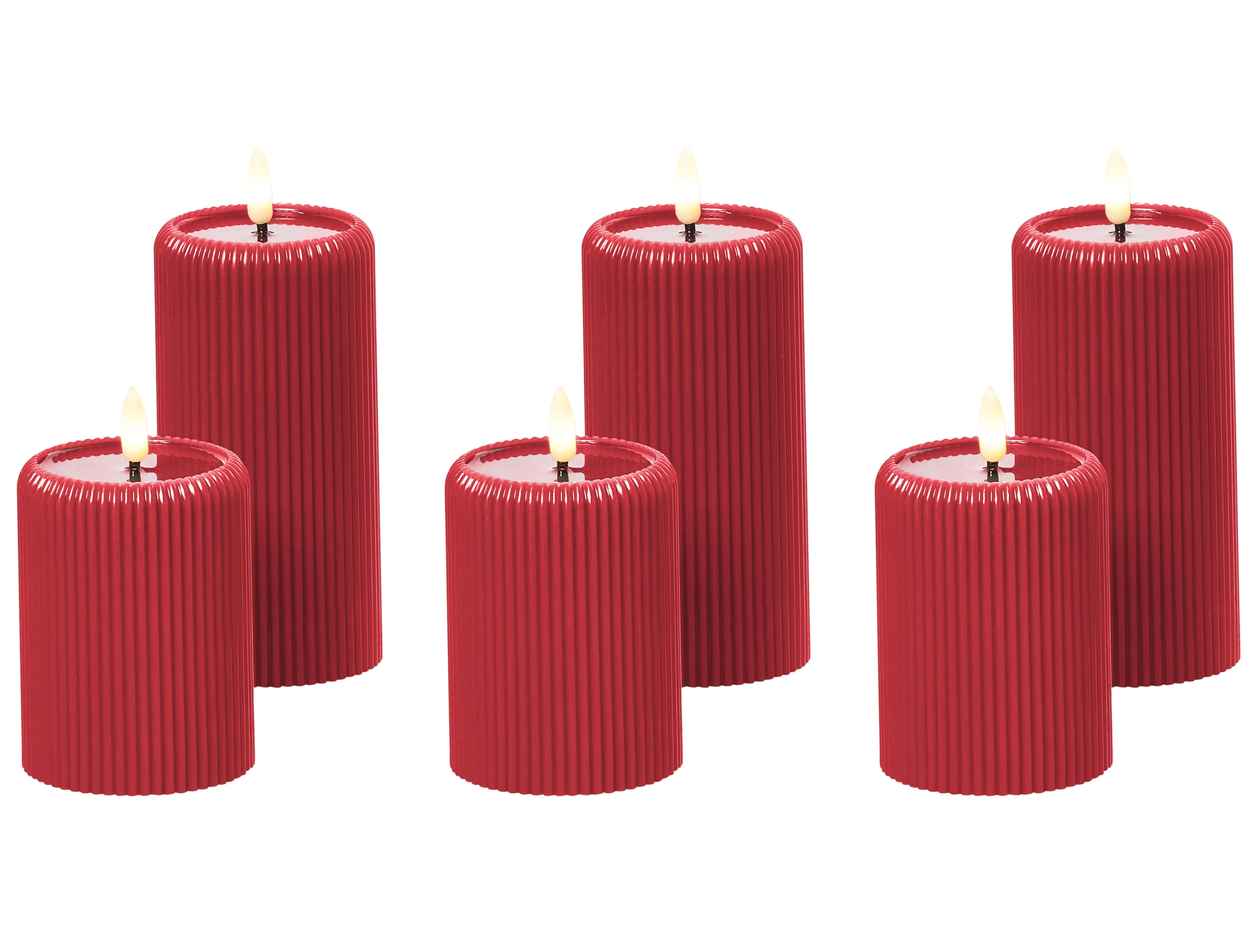 Set van 6 LED kaarsen NOISETTE 10/16 cm Rood