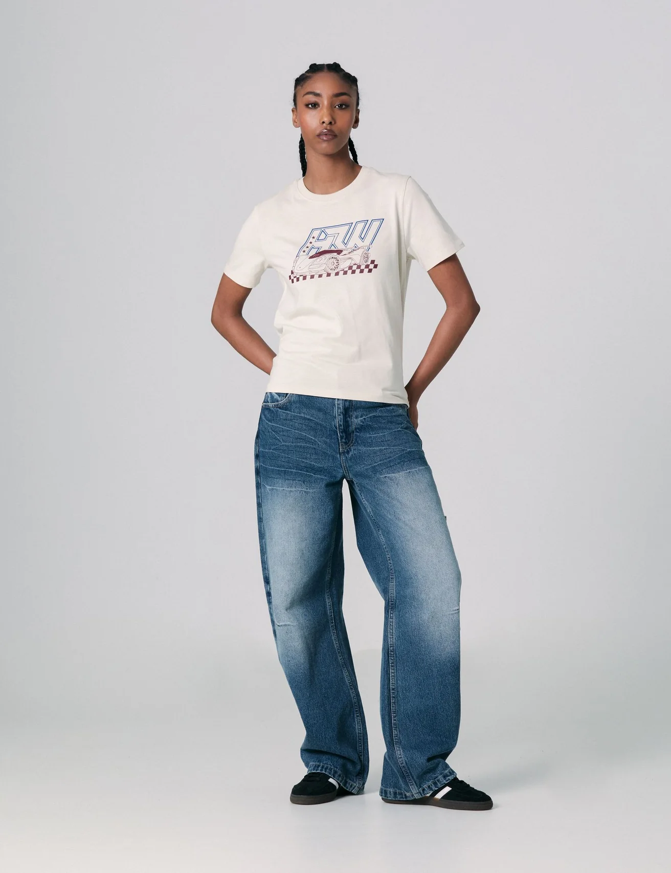 T-shirt Hot Wheels x Jennyfer à motif crème