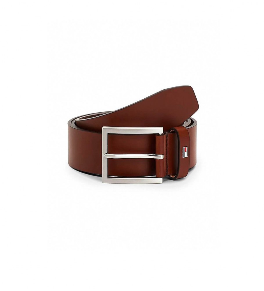 Cinto Tommy Hilfiger Hampton em couro marrom