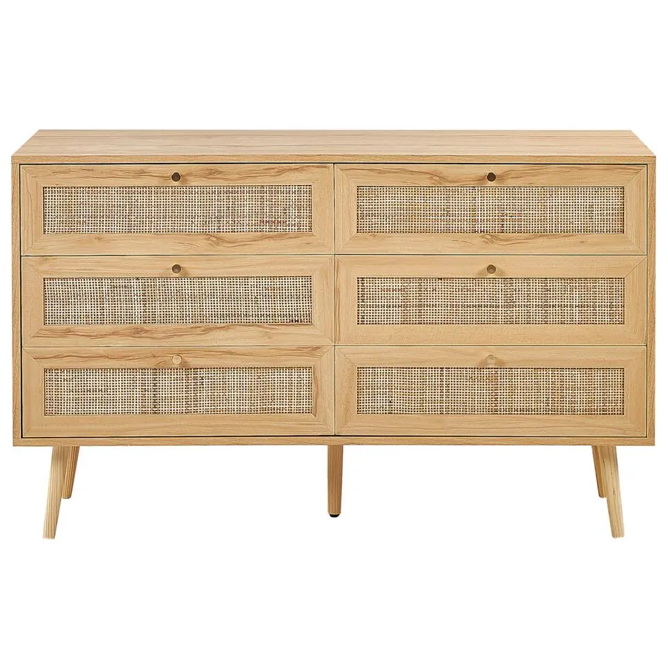 PEROTE - Commode - 6 Lades - Lichte houtkleur - Rotan