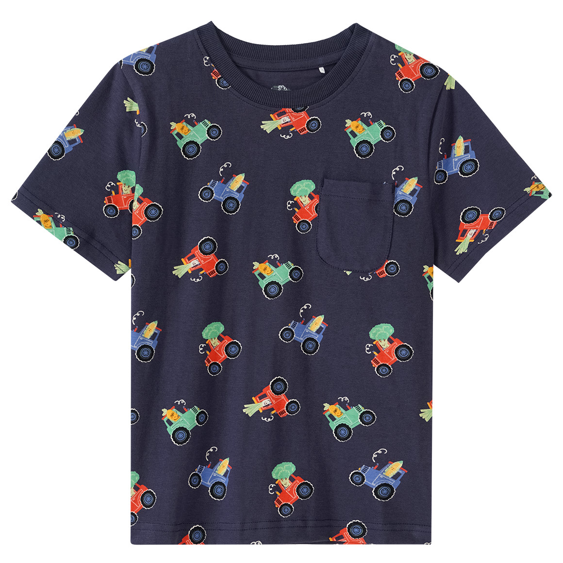 Topolino Jungen T-Shirt mit Traktor-Allover dunkelblau