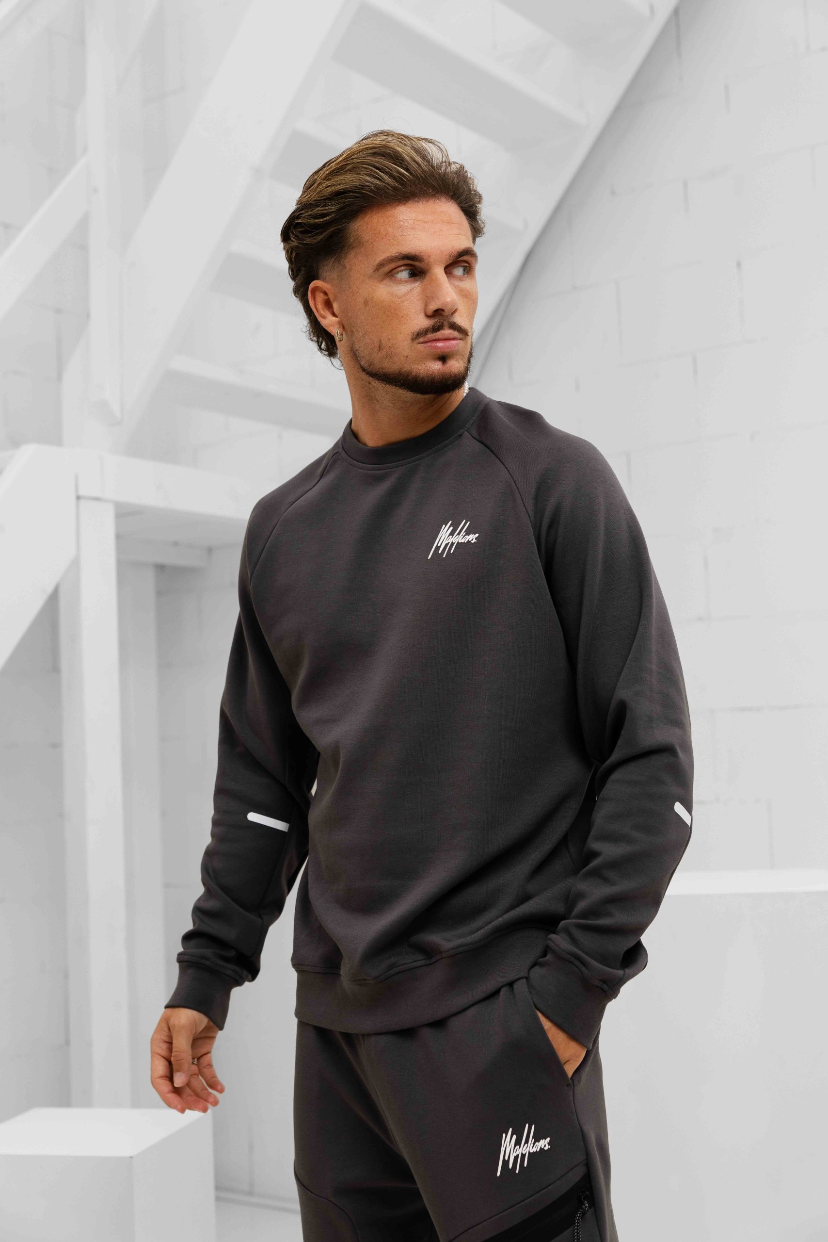 Malelions Sport Counter Sweater Trainingspak Heren Donkergrijs