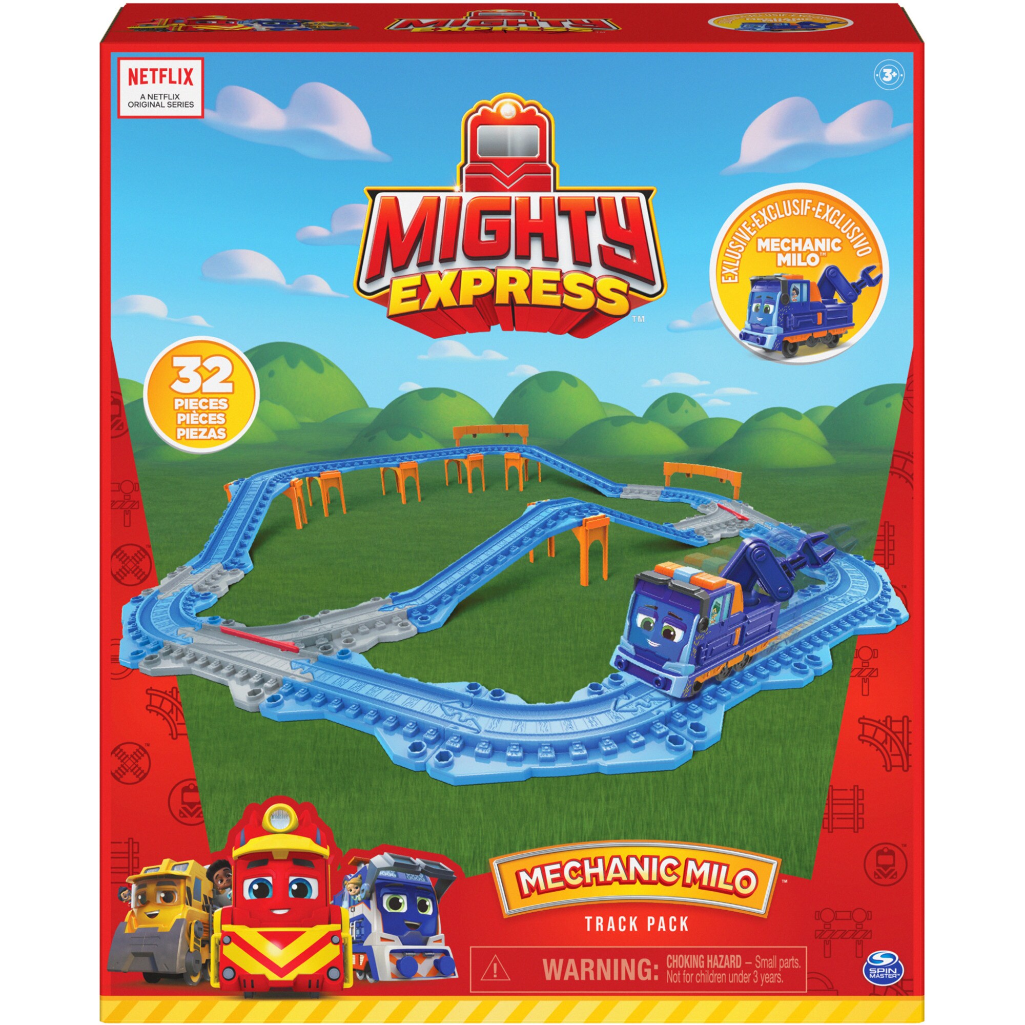 Spin Master Spielfahrzeug Mighty Express Schienen-Set mit Push-and-Go Zug Mechaniker Milo