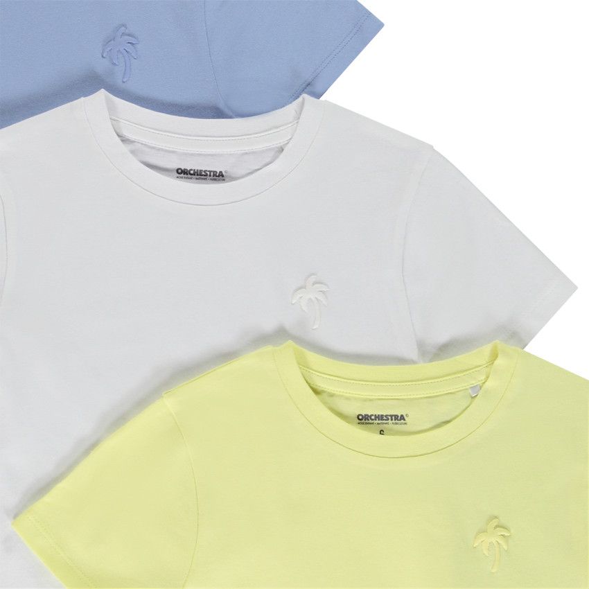 Lot de 3 t-shirts manches courtes puff print palmier pour garçon - Blanc