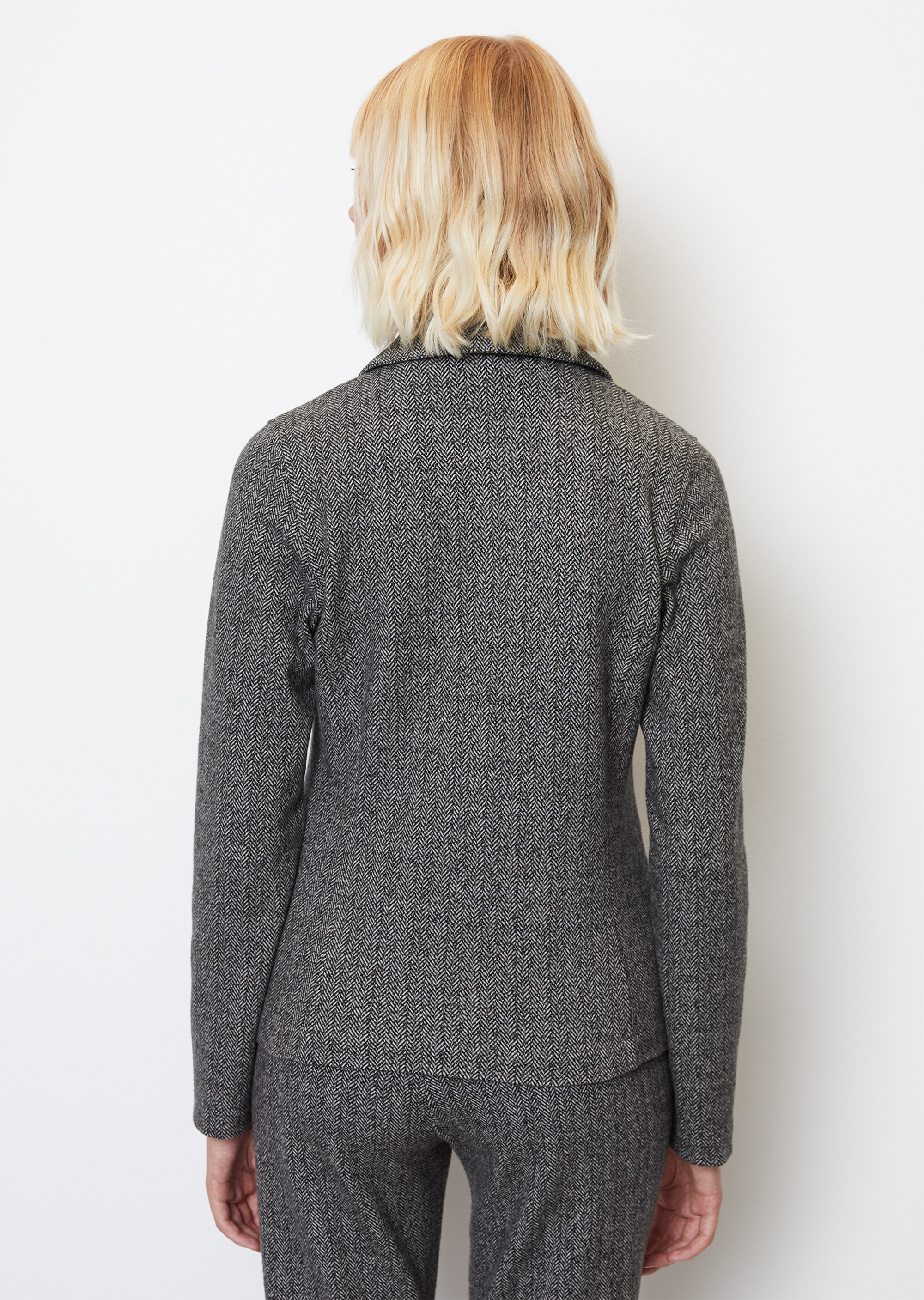 Jersey-Blazer mit Fischgrätmuster aus Organic Cotton-Mix