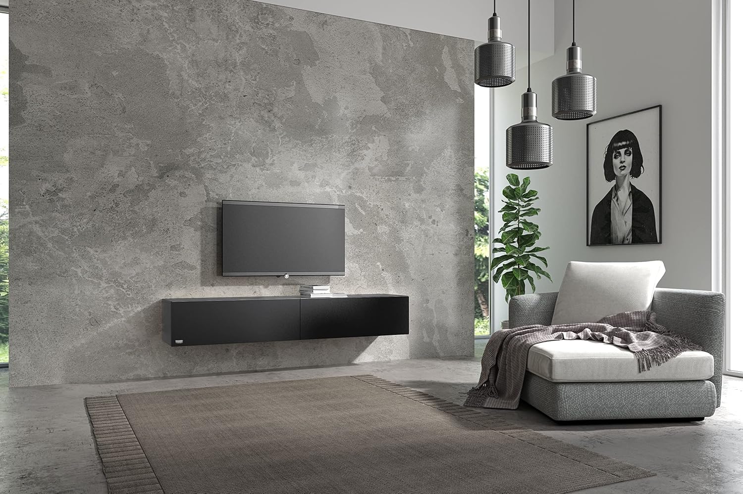 Wuun® TV-Lowboard Somero I 100cm bis 360cm I TV-Schrank & Hängeschrank für Wohnzimmer I Verschiedene Varianten