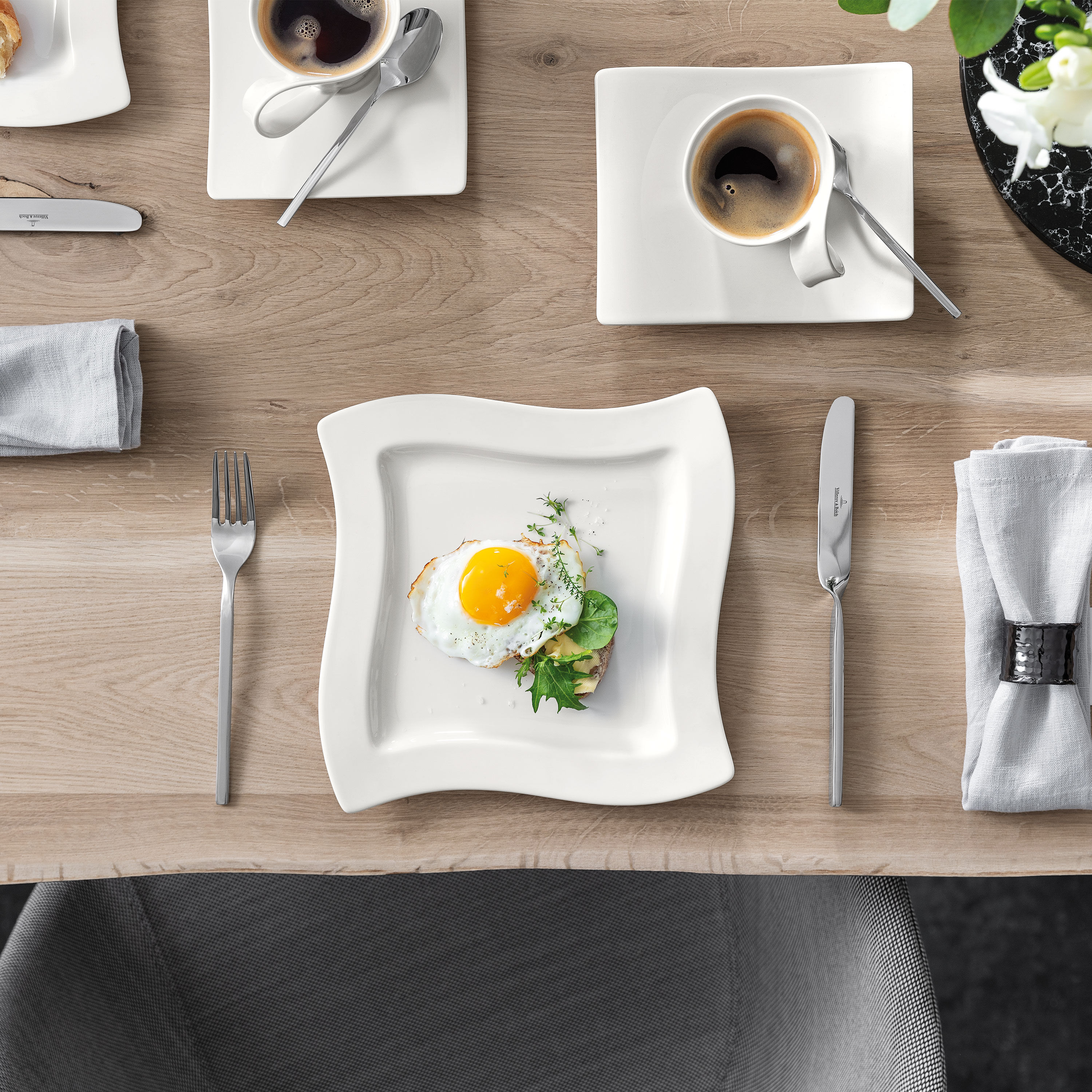 NewWave Appetizer and dessert plate White, 9.4'' x 9.4'', Premium Porcelain