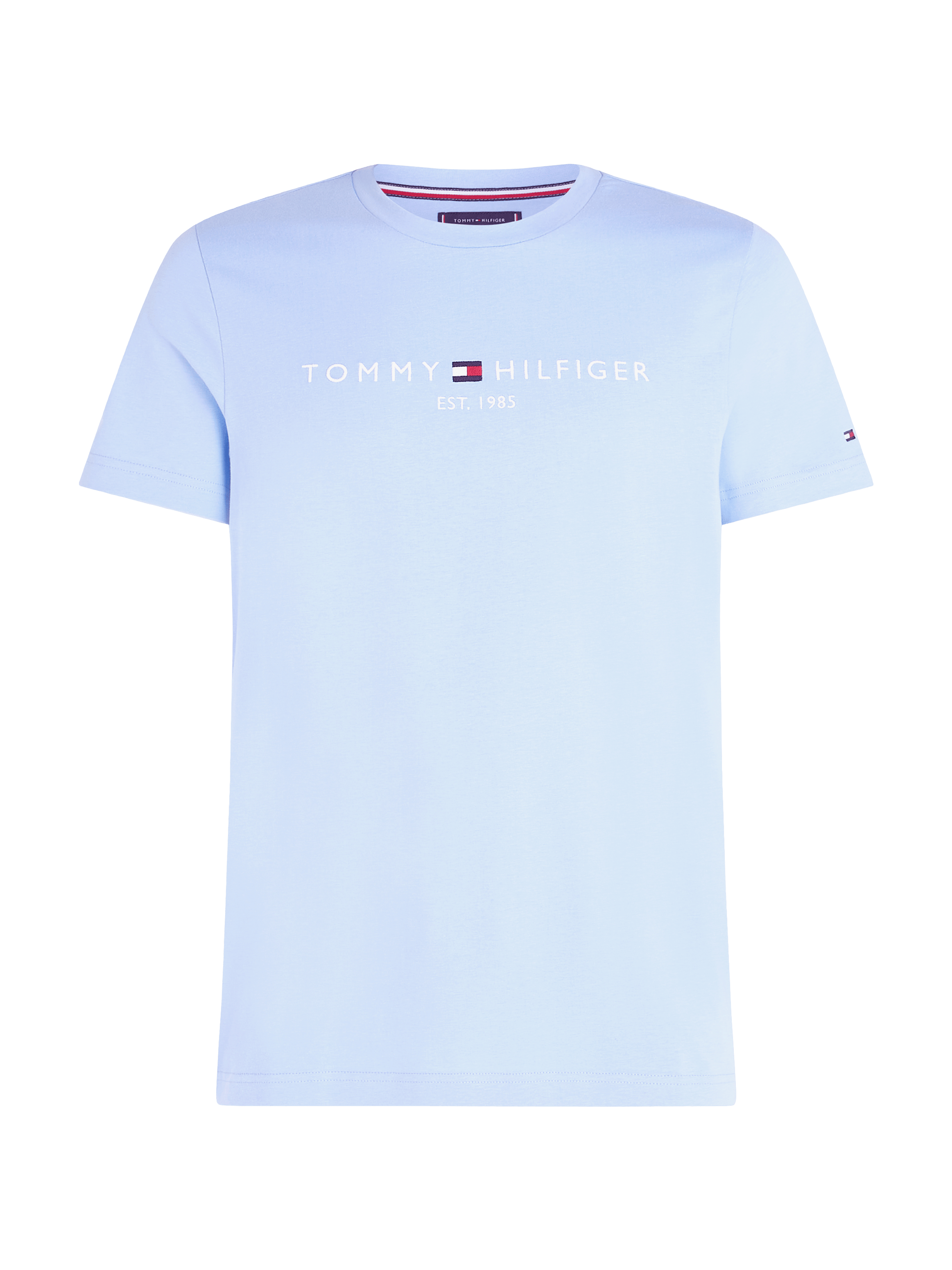 Tee-shirt col rond droit en coton organique | Bleu