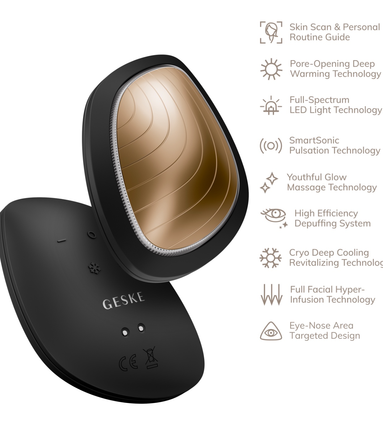GESKE - Máscara facial Sonic Warm & Cool 9 em 1 - Preto Ouro
