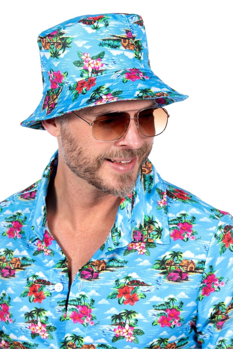 Hawaii Bucket Hat Blauw