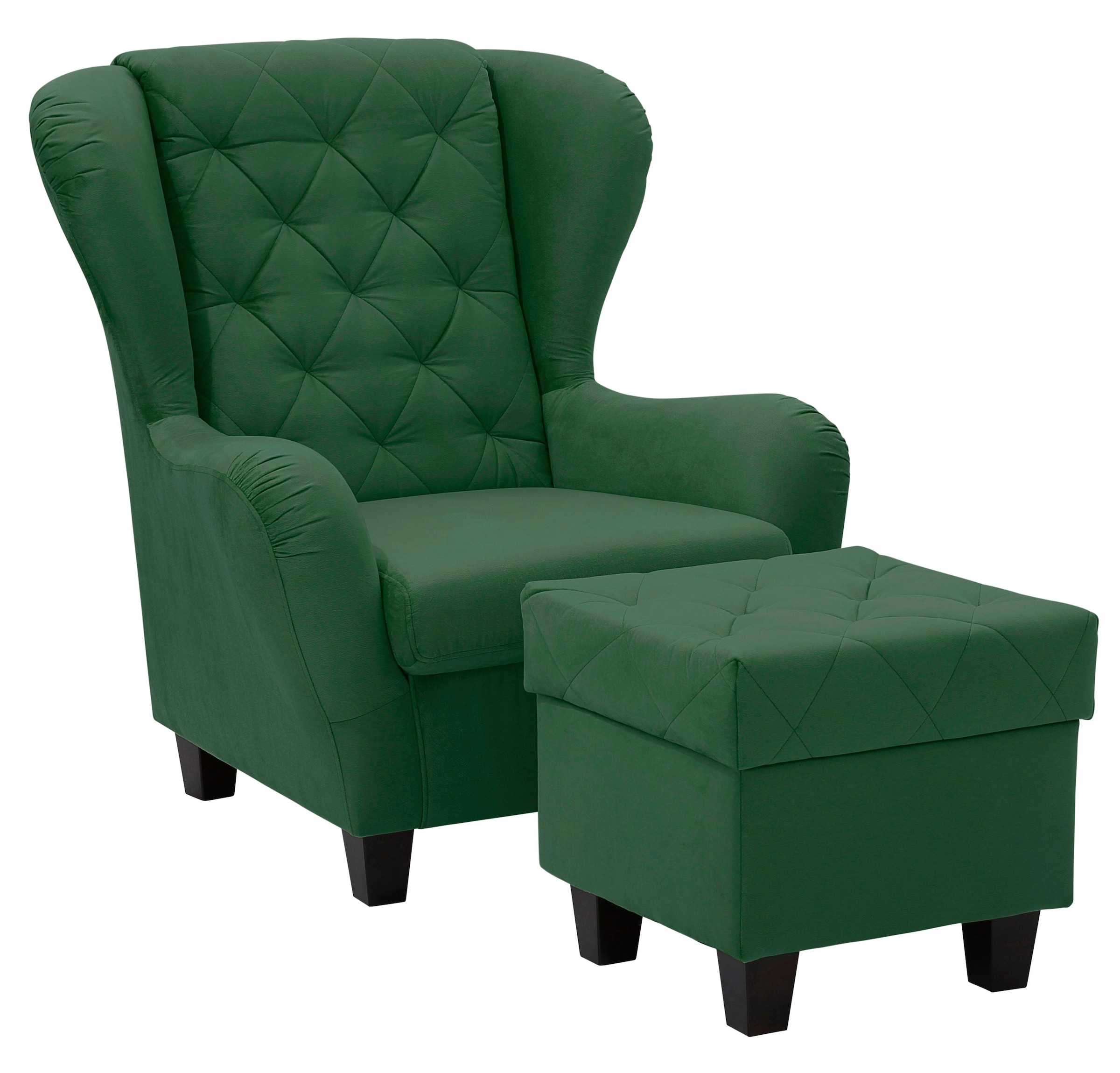 Home affaire Ohrensessel »Alexandra« incl. Hocker,  mit Steppung, in vielen Farben