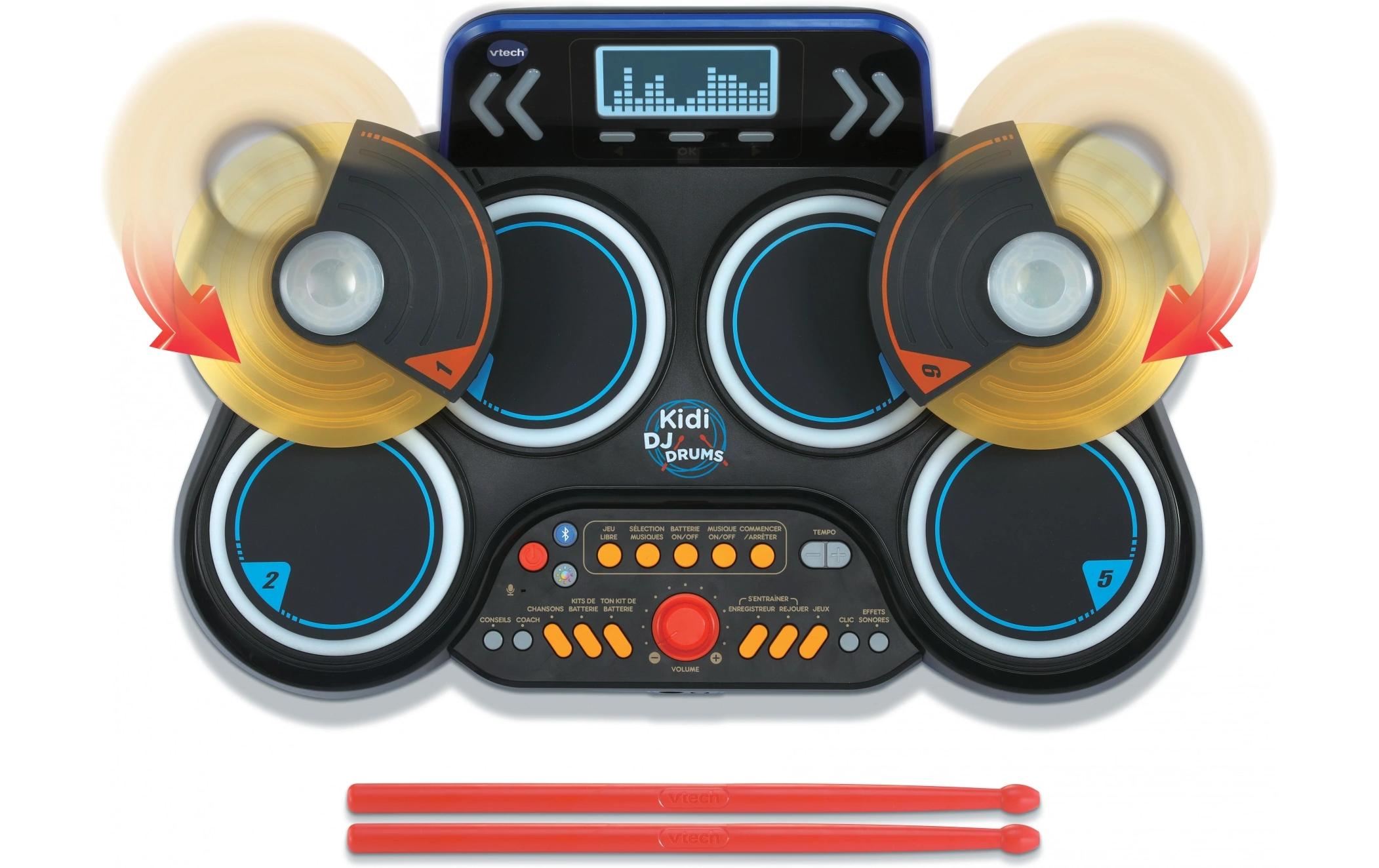 Musikspielzeug Kidi DJ Drums -FR-Elektronisches Schlagzeug mit coolen Leuchteffekten und realistischen Schlagzeuggeräuschen