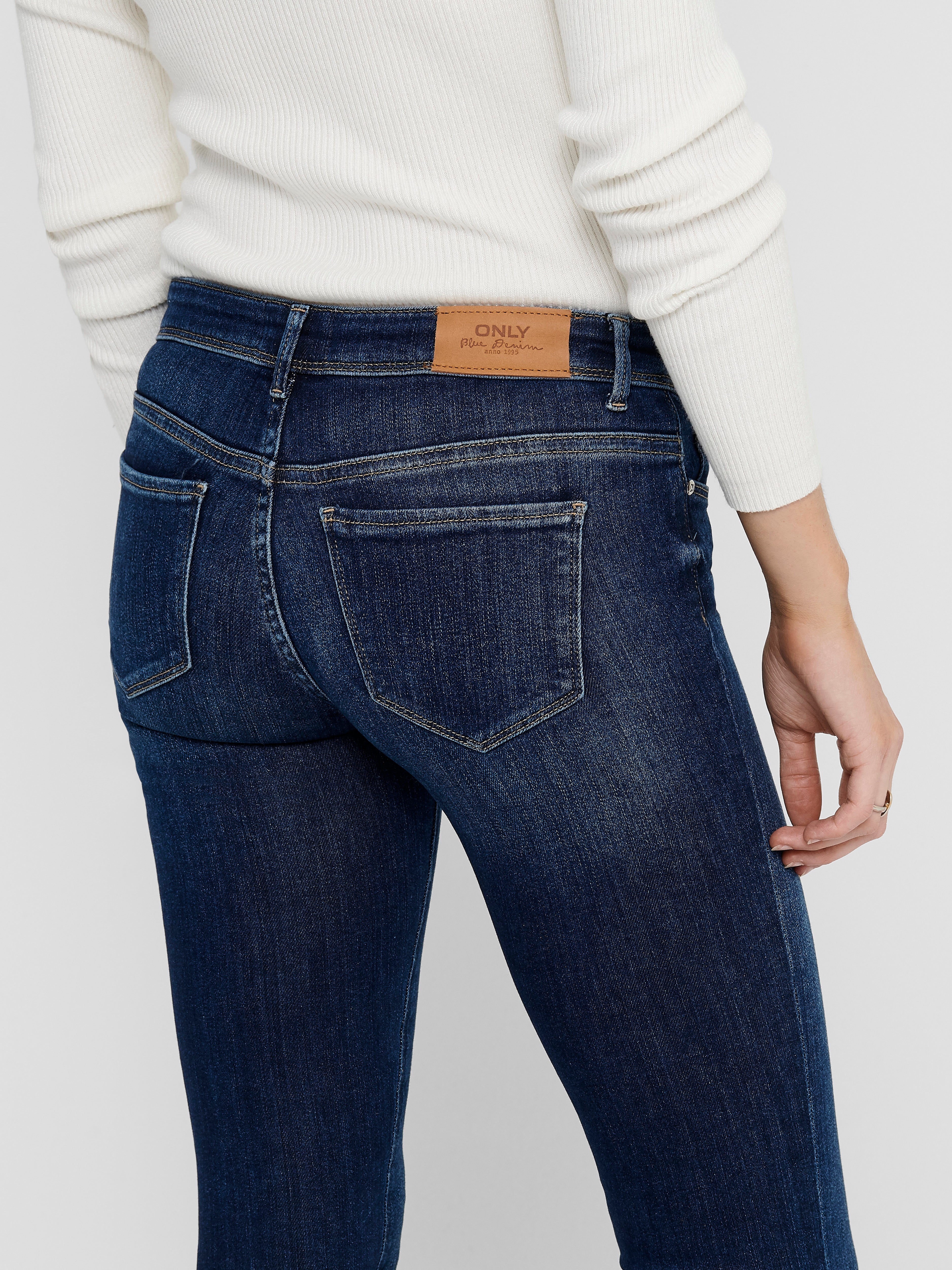 ONLCORAL Sehr niedrige Taille Skinny Fit Jeans Dark Blue Denim