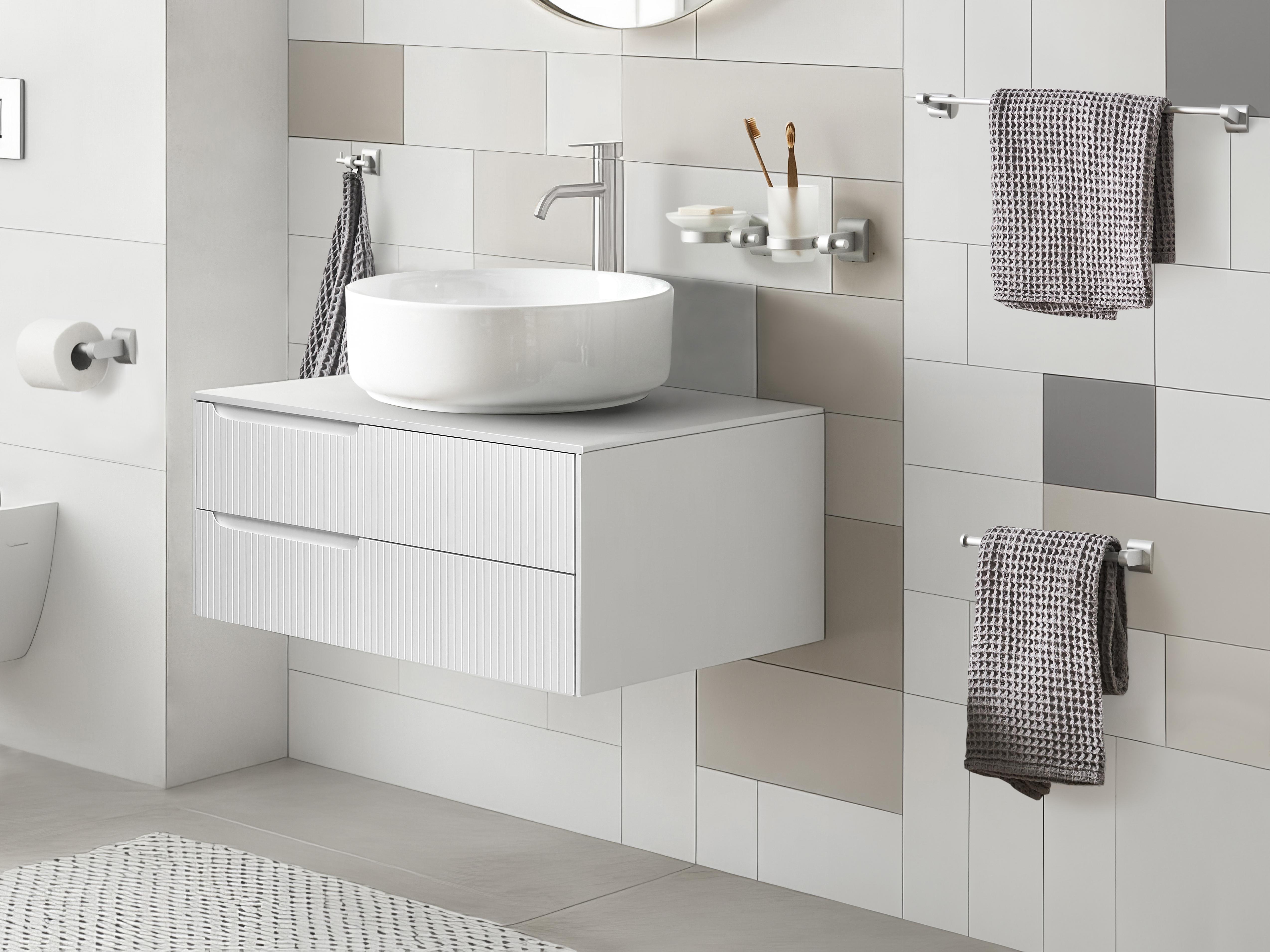6-delige badkamer hardware set TALARA met handdoekstangen en -haken Zilver