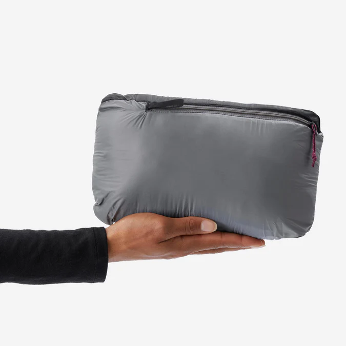Decathlon Forclaz - Jaqueta acolchoada feminina Forclaz para mochilão em montanha com capuz - MT100 23°F