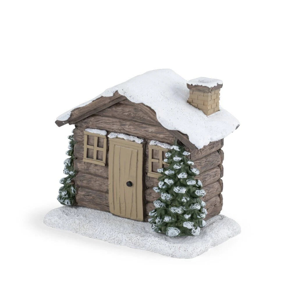 Brûleur cône encens forme chalet enneigé 13x7,5x13cm