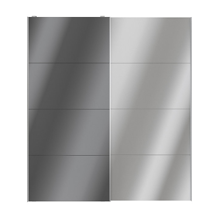 Portes de placard coulissantes 2 vantaux panneaux anthracite brillants et miroir GoodHome Atomia H. 225 x L. 200 x ép. 5,5 cm