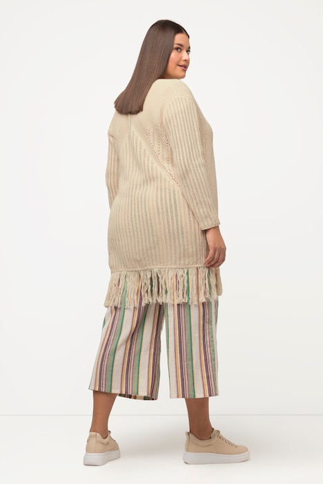 Strickjacke, Mustermix, Fransen, Biobaumwolle
