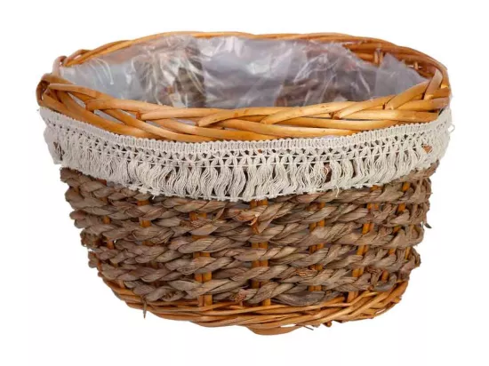 Panier rond en osier marron 25x25x15h cm