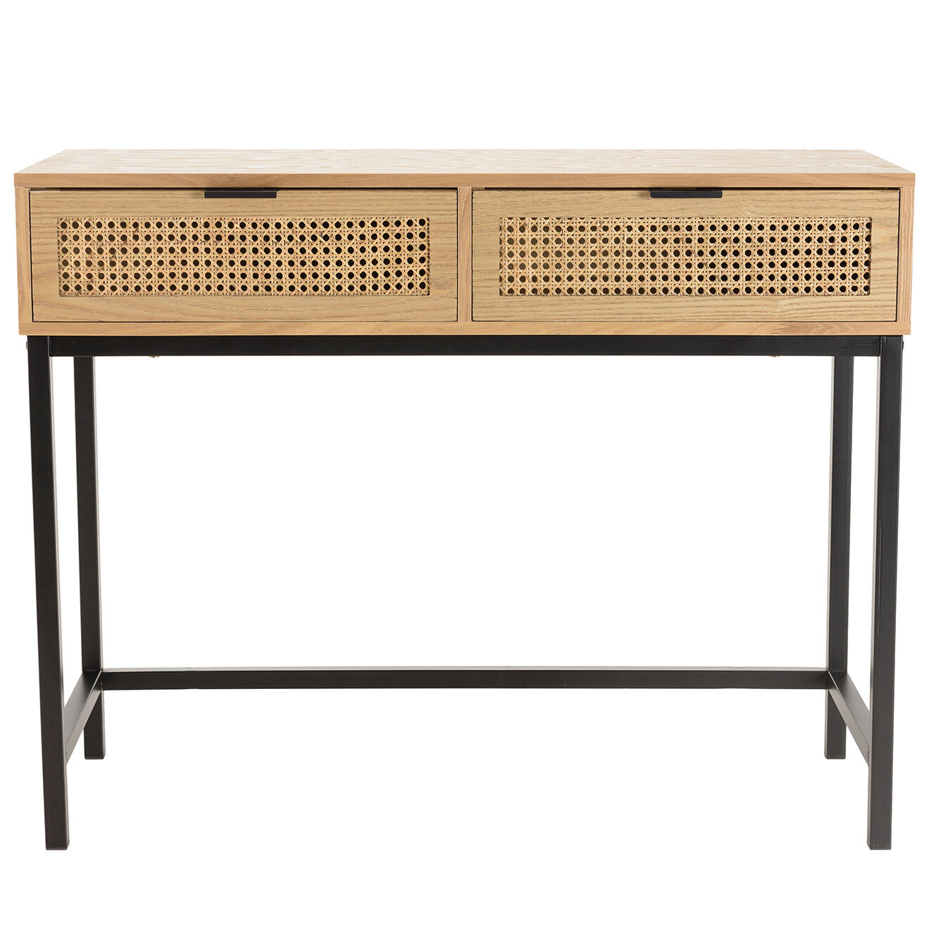 Macabane Console 2 tiroirs rotin Marceau - 100x40x79 cm