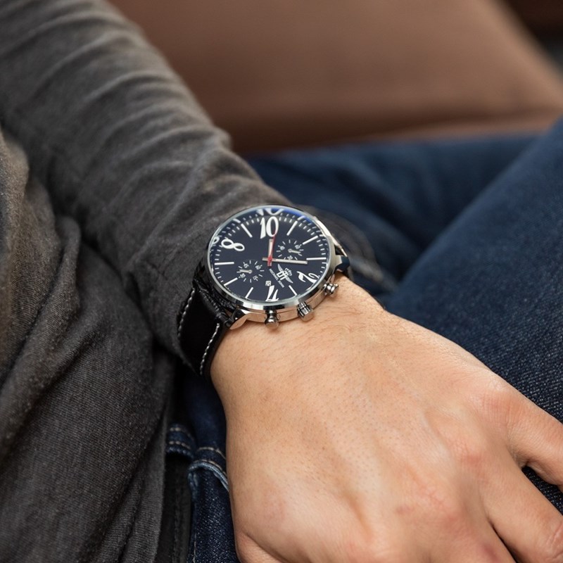 Montre Homme M. JOHN bracelet Cuir Noir