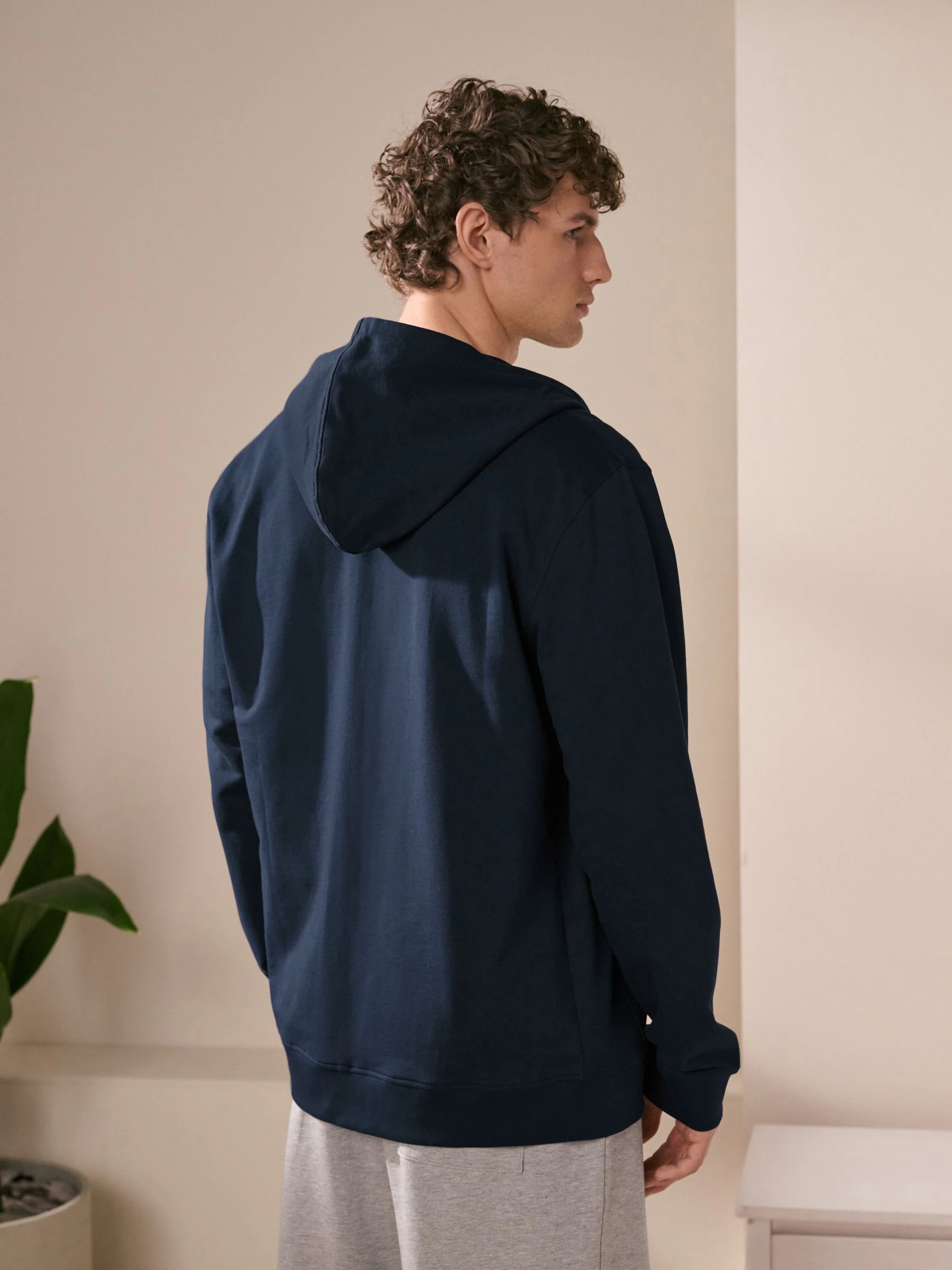 Donkerblauw - Lichte hoodie met rits