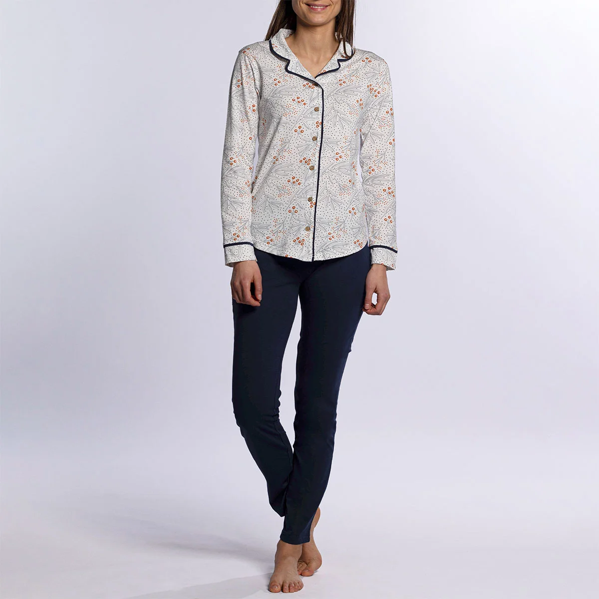 Pyjama femme BAIE imprimé/indigo