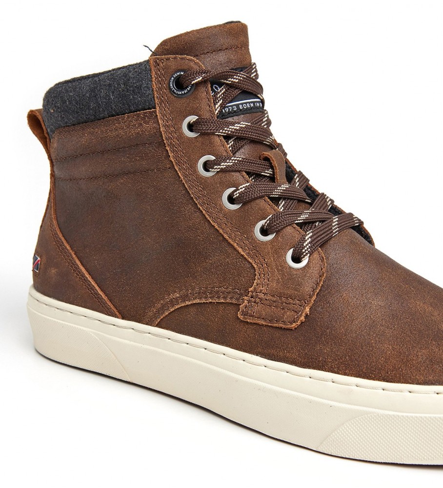 Tênis Pepe Jeans Yogi Boot em couro marrom escuro