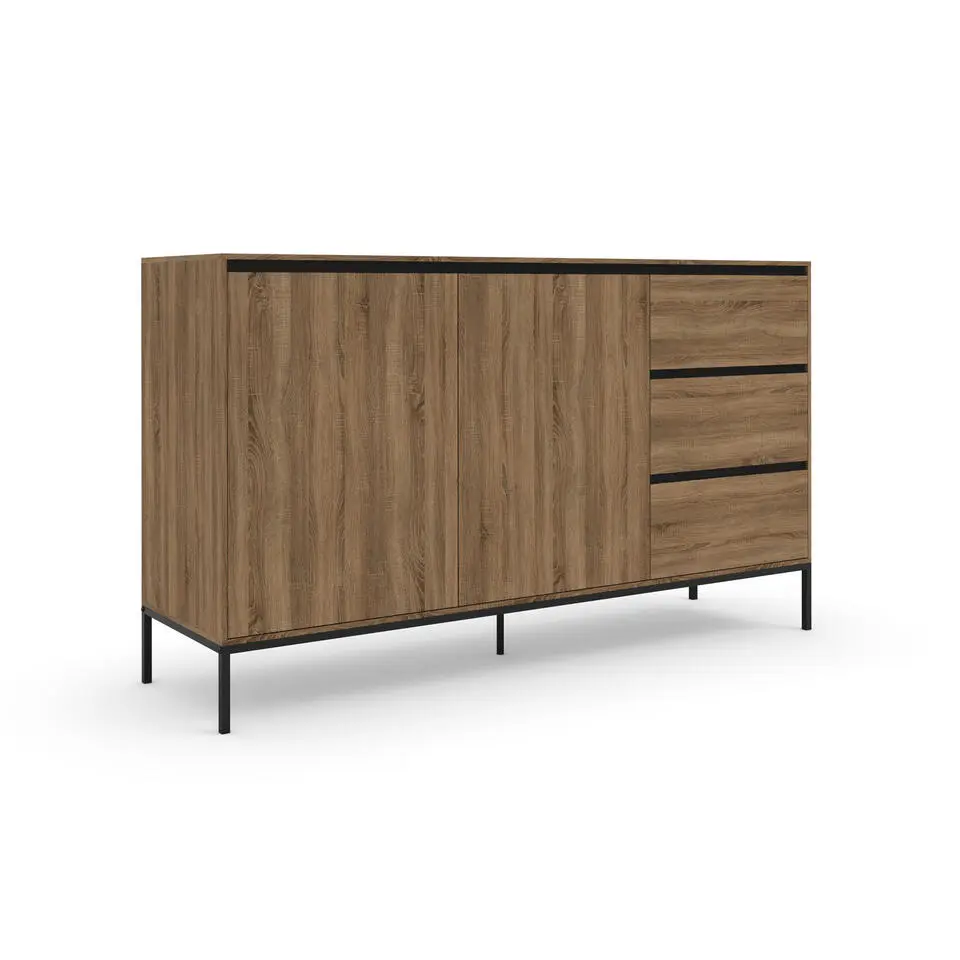 Bari - Dressoir met 2 deuren en 3 laden en eiken effect