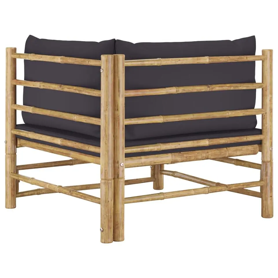 vidaXL - Tuinset - Grijs - Bamboe - 2 stuks - Met kussens
