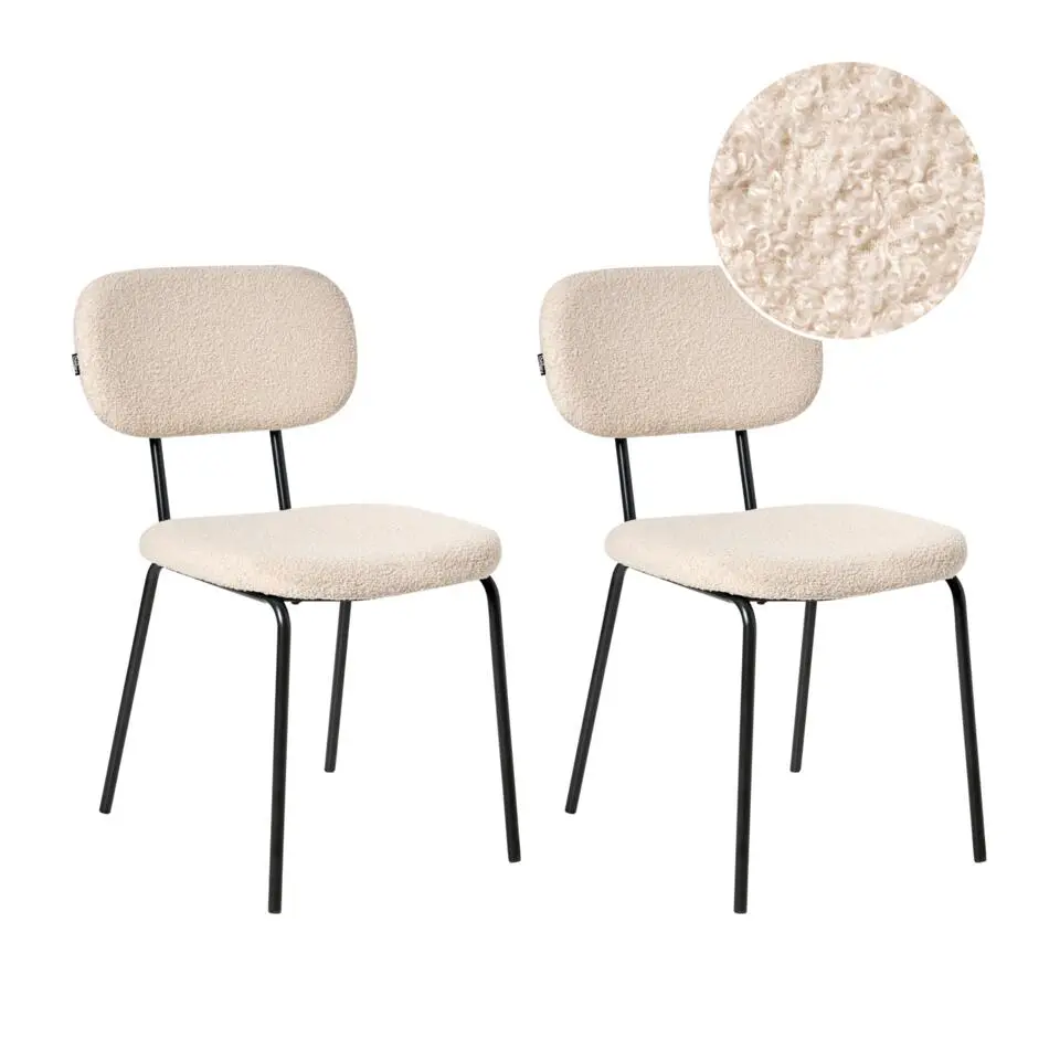 ADAIR - Eetkamerstoel set van 2 - Beige - Bouclé