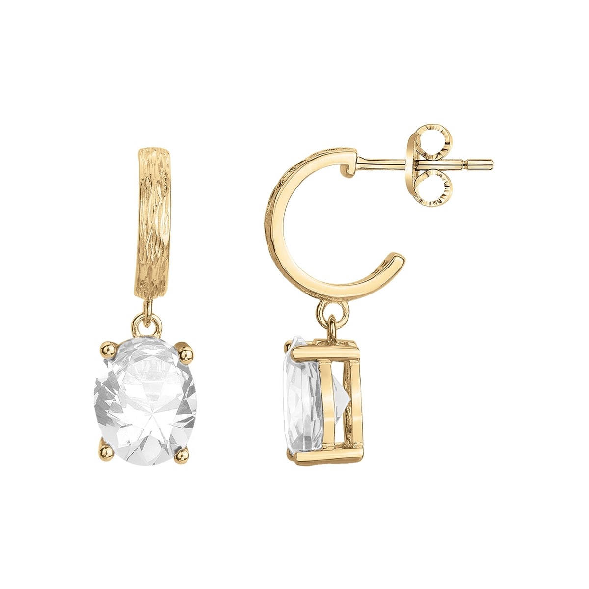 Boucles d'oreilles Elisabeth en Plaqué Or avec oxyde de zirconium blanc