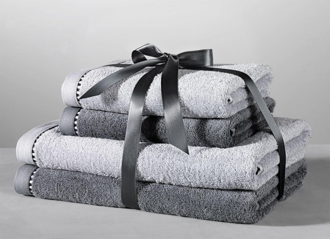 ESPRIT Hand-/Duschtuch-Set 4-teilig BOX SOLID WAVES silber/grau