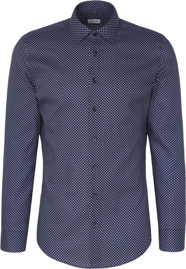 Seidensticker Business Shirt Slim Long sleeve Kent-Collar Print Blue