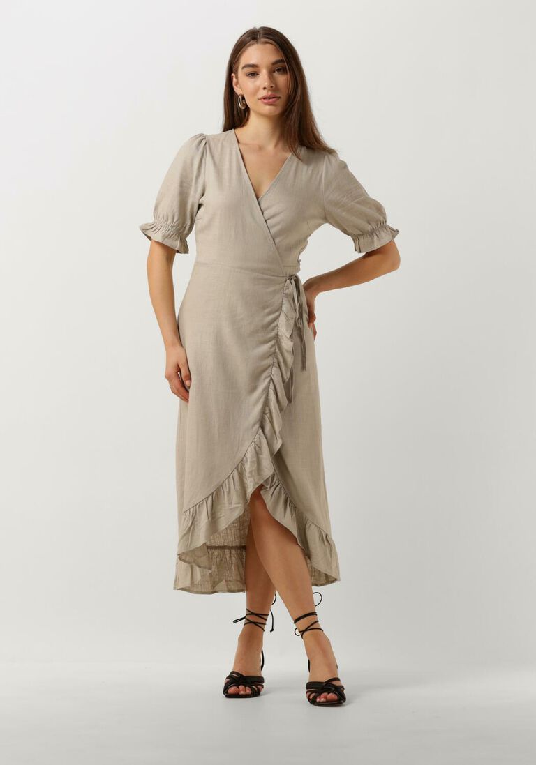 OBJECT zand object midi jurk objammie s/s wrap long dress