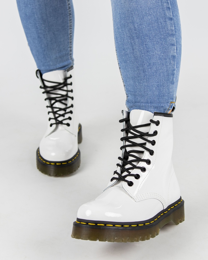 Dr. Martens 1460 Patent Lamper Veterboots  - wit