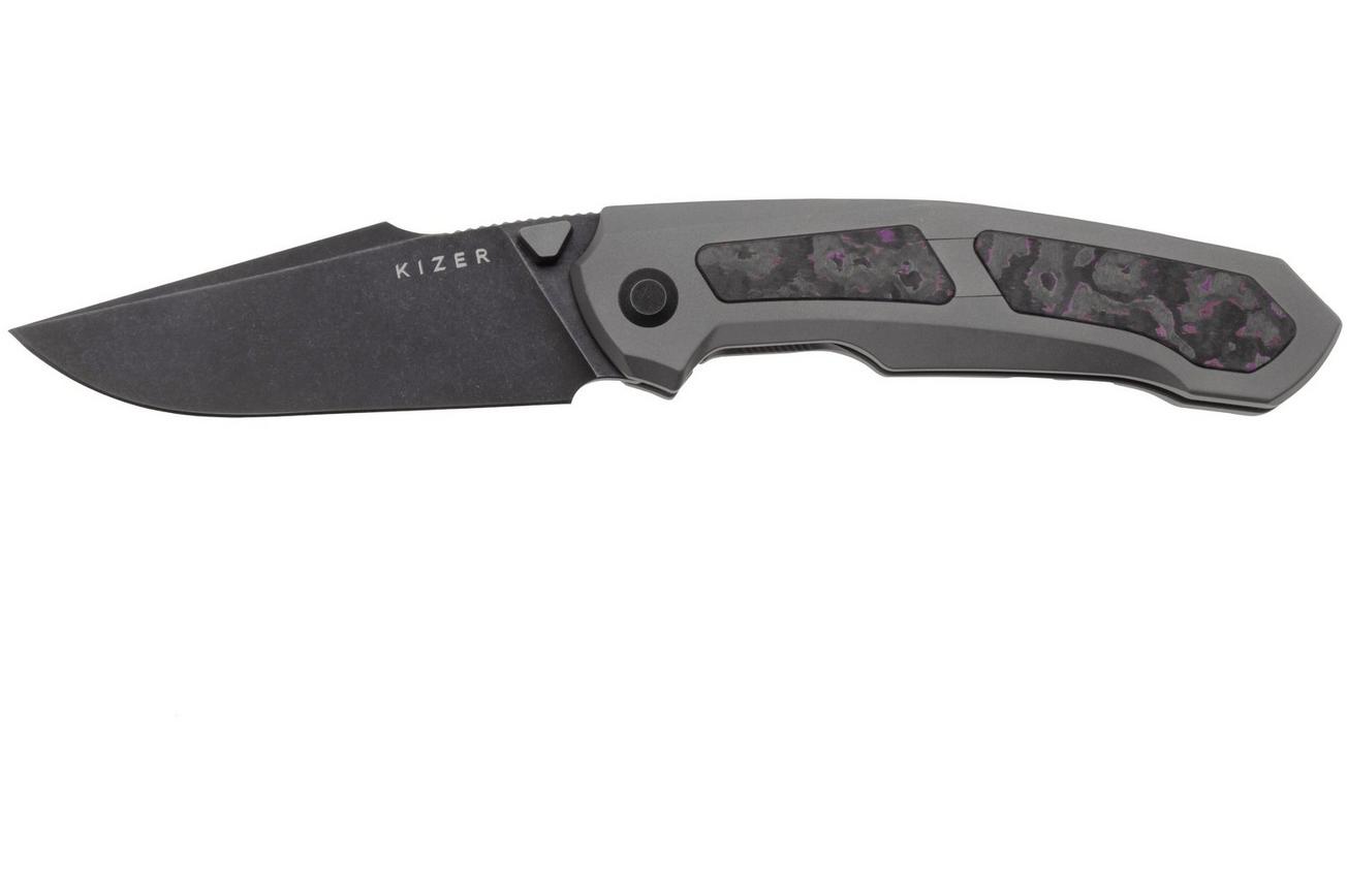 Kizer Feweed KI3694A1 Blackwashed CPM S35VN, Titanium Purple Haze Fat Carbon Inlay, zakmes