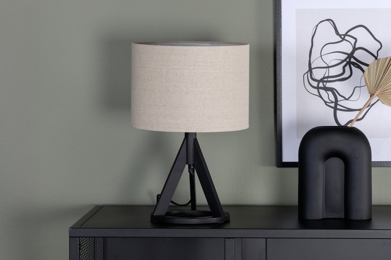 Kona bordlampe Sort, linskjerm