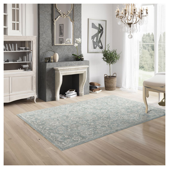 Tapis à motif floral oriental - nora - bleu - 200 x 290 cm