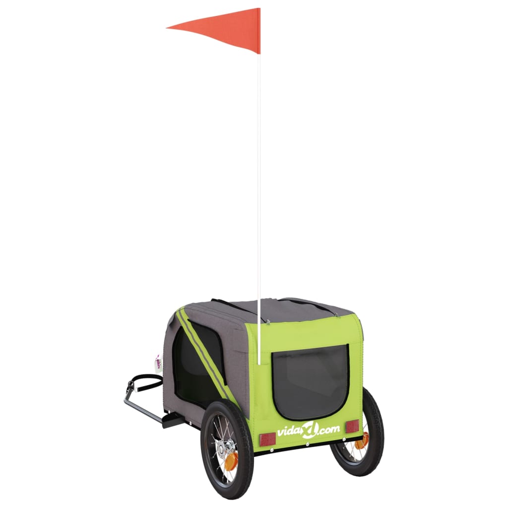 Remorque de vélo pour animaux de compagnie vert et gris