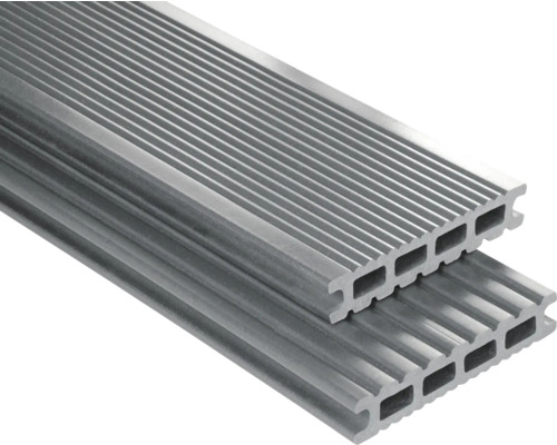 Konsta WPC terrasplanken Futura holle kamerprofiel glad 26x145 mm (verkoop per meter van 1,00 m tot max. 6,00 m) grijs