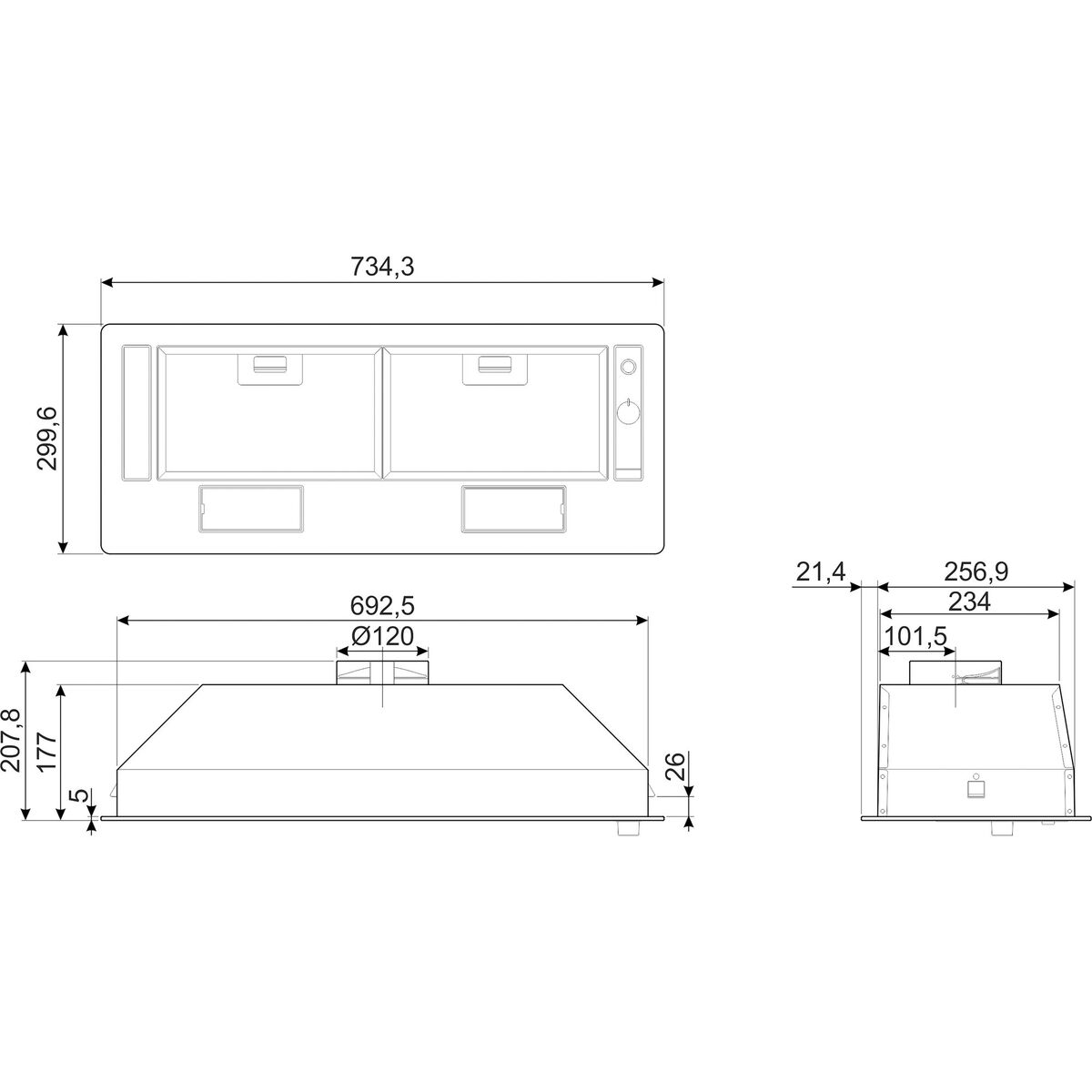 KSG70HE Integrert Ventilator 70 cm
