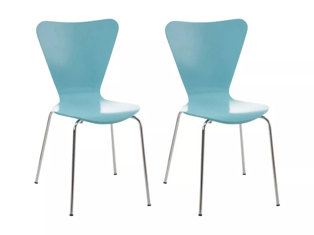 Lot de 2 Chaise de conférence - Bois & Nature - Bleu clair - Calisto