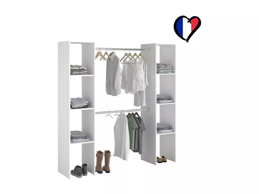 Dressing blanc avec étagères, penderies 180x40x180 ELYSEE