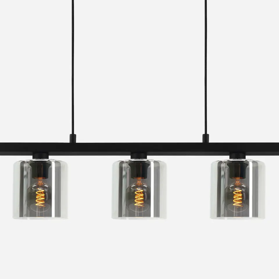 EGLO Cadley Hanglamp - E27 - 121 cm - Rookglas - Smoke - Zwart