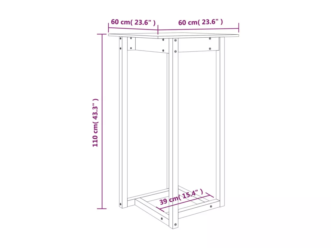 Table de bar Blanc 60x60x110 cm Bois massif de pin