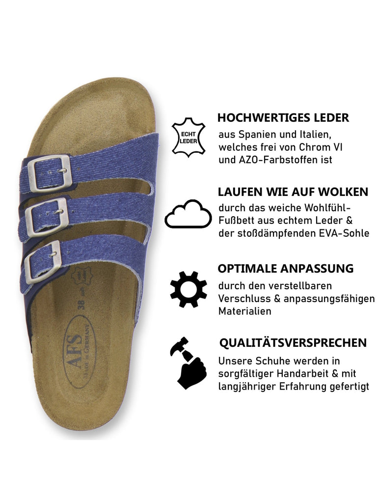 Pantoletten Damen Dreischnaller jeans
